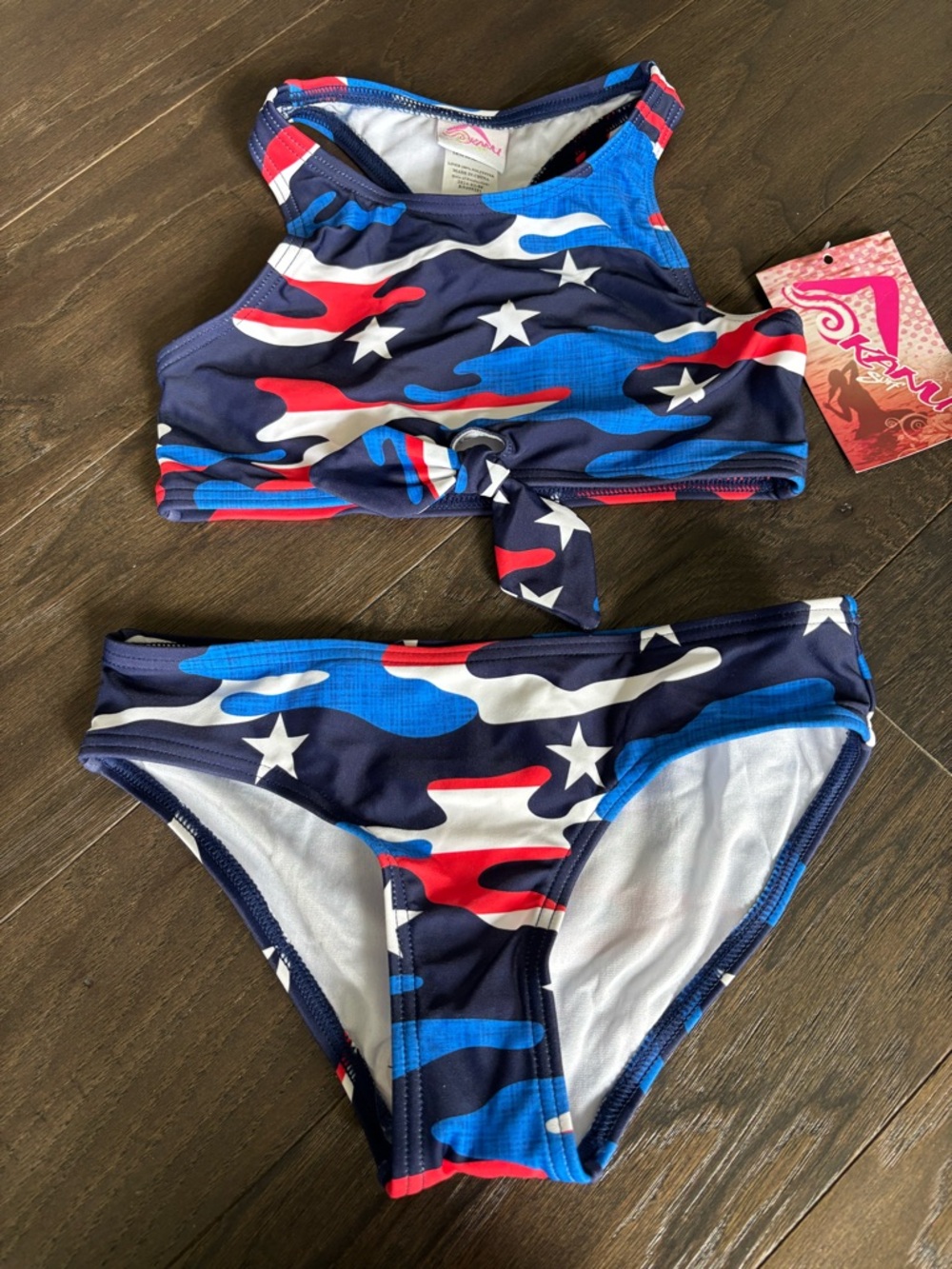 KANU American Dream FLAG UPF 50+ sun protection,racerback top with knot, bikini